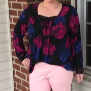 Alfani black floral blouse